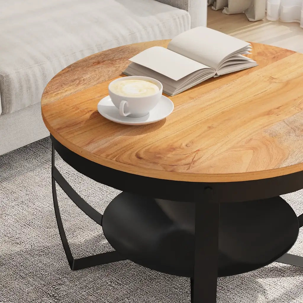 Tavolino da CaffÃ¨ Ã˜68x43 cm in Massello di Acacia