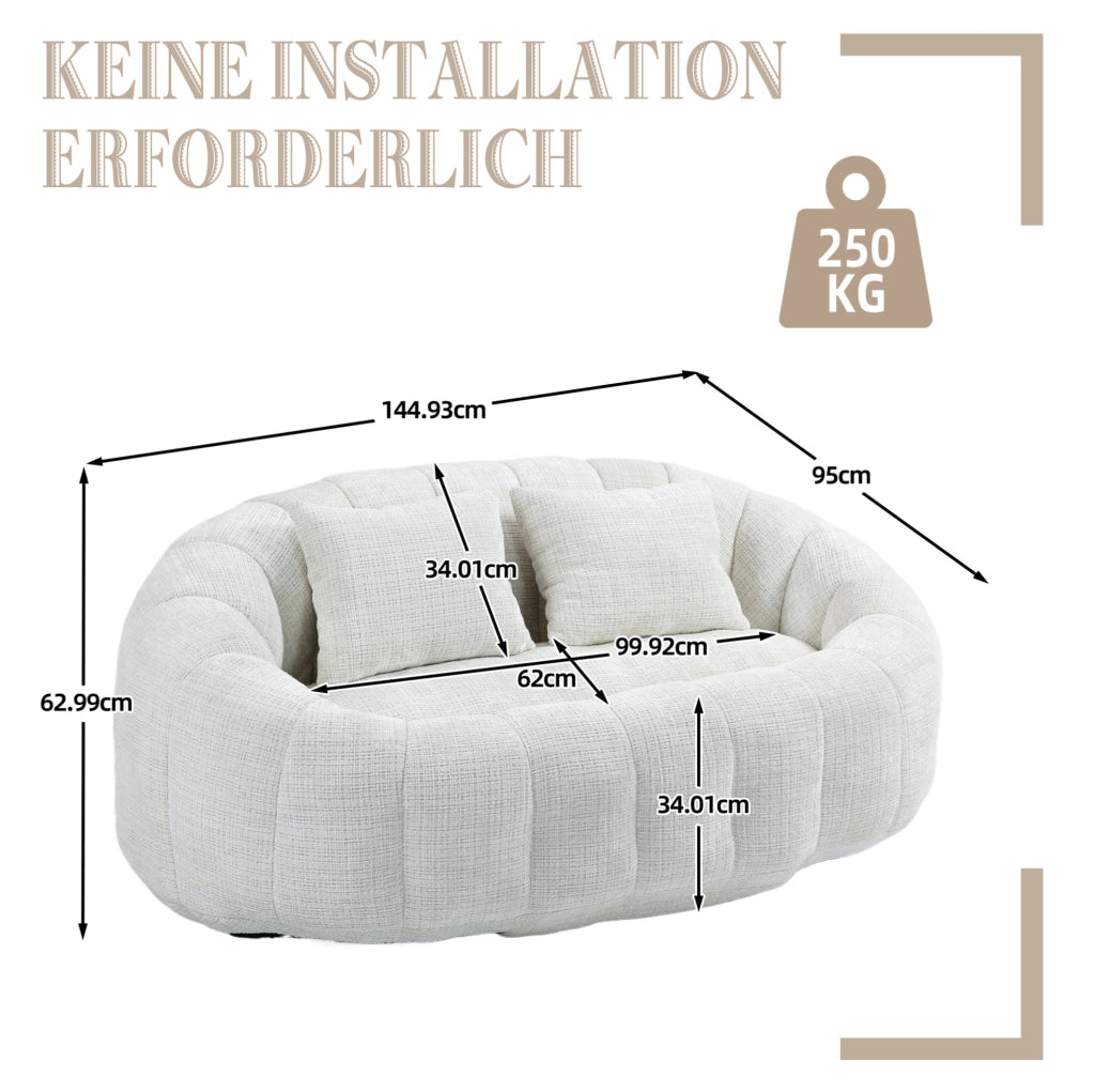 DIVANO SACCO 150x95x63 cm Chenille Beige a 2 posti