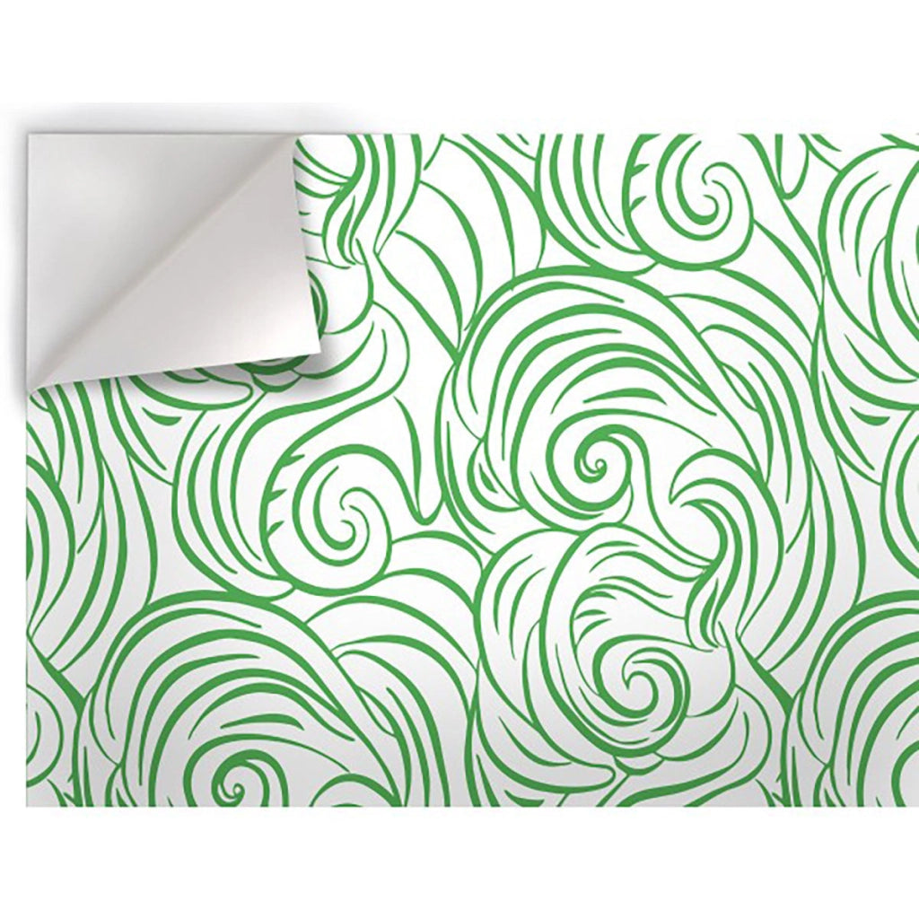 ONDE RICCE - Pellicola stampata adesiva in PVC finitura opaca Misura: 100x200 cm, Colore: Verde