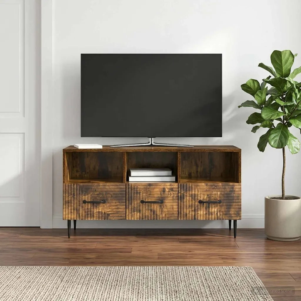 Mobile TV Rovere Fumo 102 x 34,5 x 50 cm Legno ingegnerizzato 894910