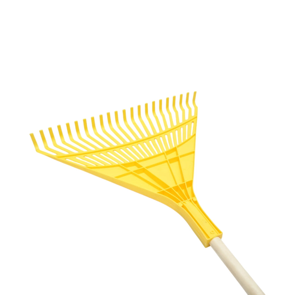 Rastrello in plastica per foglie, manico in legno 120cm, 22 denti Crownman