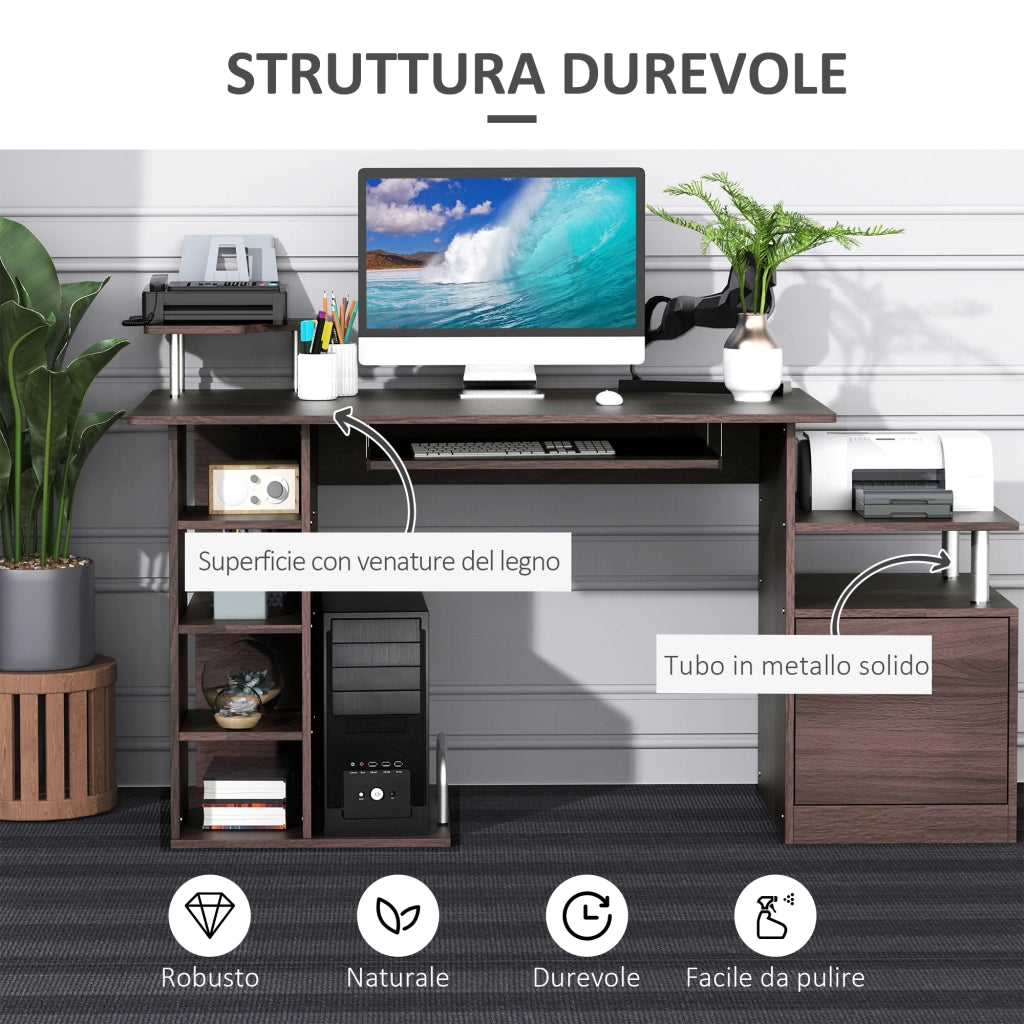 EasyComfort Scrivania per PC da Camera e Ufficio con Cassetto e Scaffale in Legno