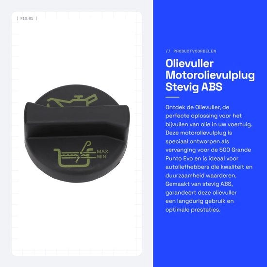 Olio per motore sostitutivo per Punto Grande - Materiale ABS resistente - Codice OE 71740676 - Progettato per un utilizzo prolungato - Olio motore con imboccatura