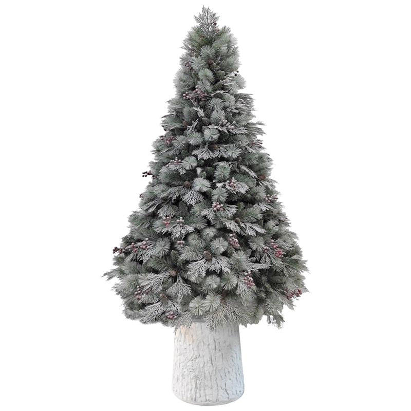 MAURY'S ALBERO DI NATALE CURMAYEUR INNEVATO CON BASE TRONCO BIANCA 180CM - RAMI 482