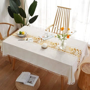 Tavolo quadrato asciugamano in cotone lino lavabile con pennello anti-crepa per tovaglia da tavolo per cucina, sala da pranzo, tavolo da giardino, (55 x 55 pollici)