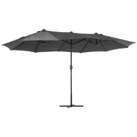 Ombrellone da Giardino XXL 4,6L x 2,7l x 2,4H cm con Base a Croce, Apertura e Chiusura con Manovella, Acciaio e Poliestere ad Alta Densità, Grigio
