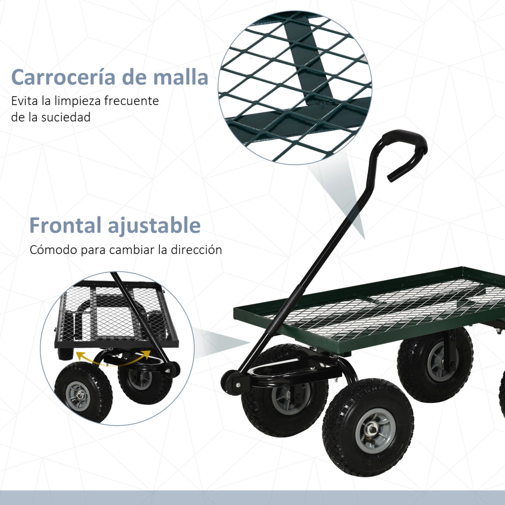 Carrello da Giardino ¨C Zephmum ¨C Verde e Nero 94x48.5x100 cm Acciaio