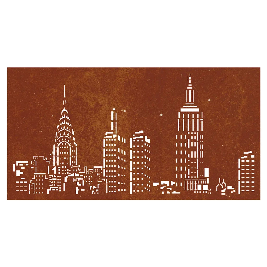 Decorazione Muro da Giardino 105x55cm Skyline in Acciaio Corten 824497