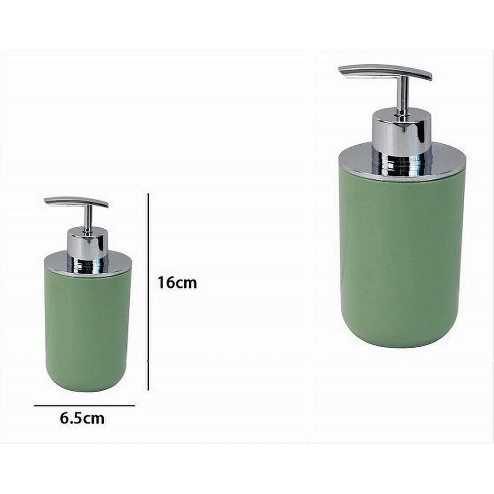 Trade Shop - Dispenser Porta Sapone Liquido Verde Silver Per Ricambio Accessorio Bagno 79874 -
