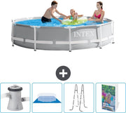 Piscina a forma di prisma a rullo - 305 x 76 cm - Grigio - Incluso filtro per piscina - Copertura per il fondo - Scala - Manuale di istruzioni per la piscina