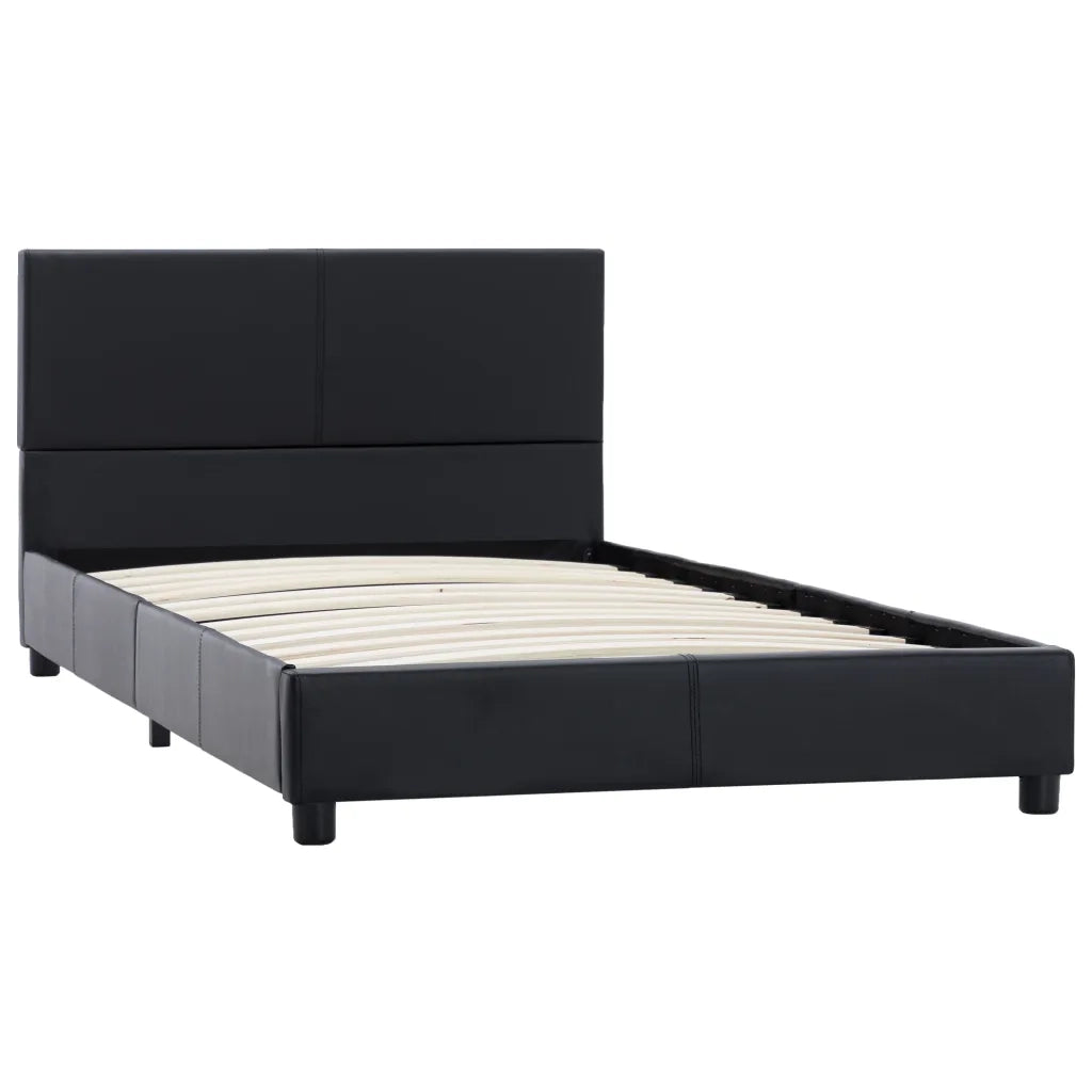 Letto singolo | Letto per adulti | Giroletto Nero in Similpelle 100x200 cm