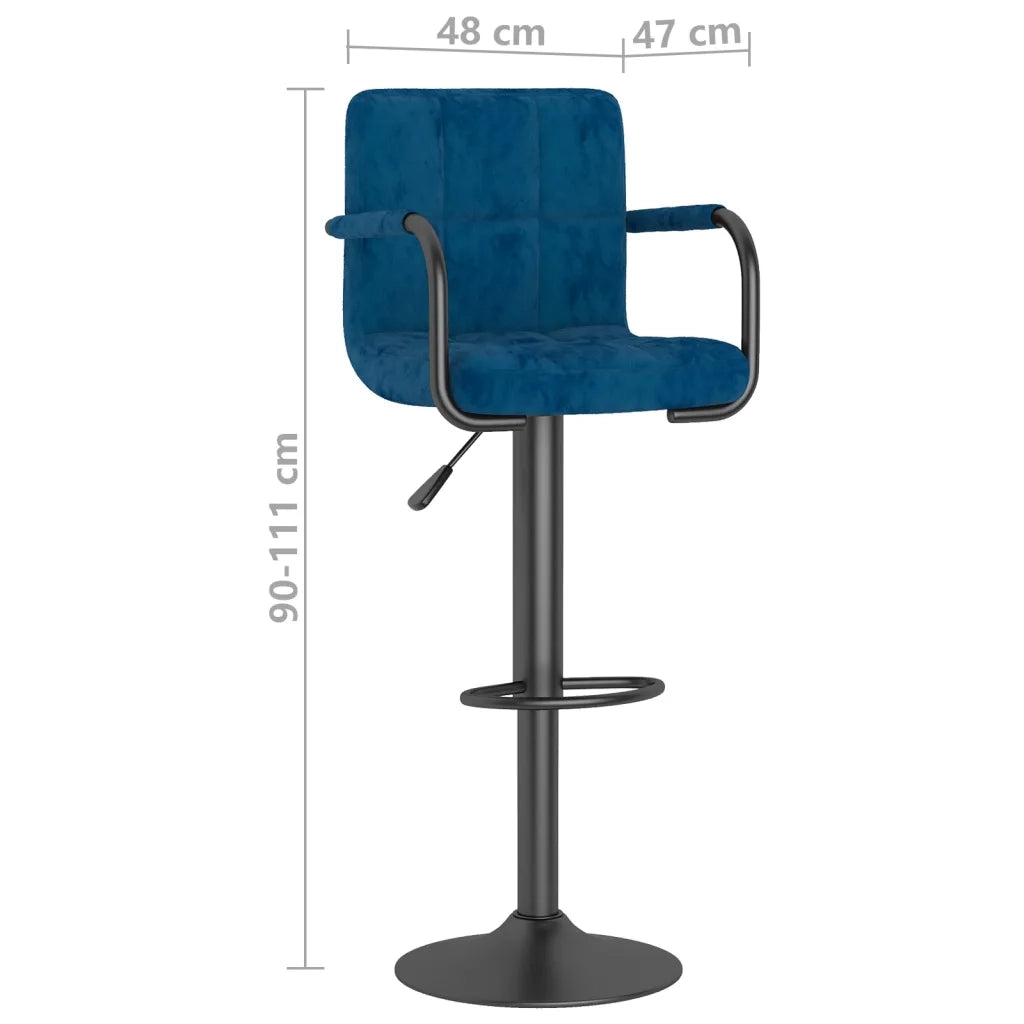 Sgabello da Bar Blu in Velluto