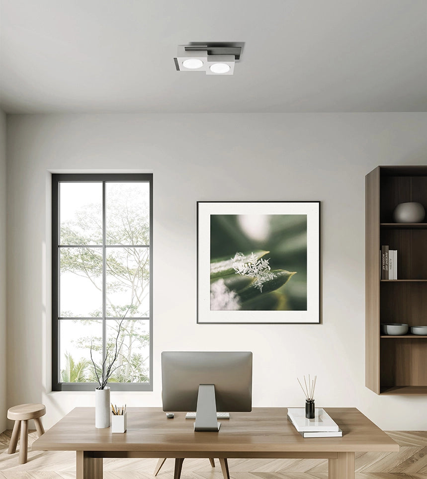 MILET lampada da Soffitto 2 Luci attacco GX53 grigio RAL 7039 l. 24,5cm in gesso e alluminio