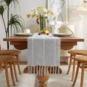 Tavolo da toilette con pennelli in stile rustico - Lunghezza 228 cm - Tavolo da toilette con pennelli manuale in stile bohemien - Adatto per feste, come decorazione per il comodino e come decorazione per la sala da pranzo (33x228cm)