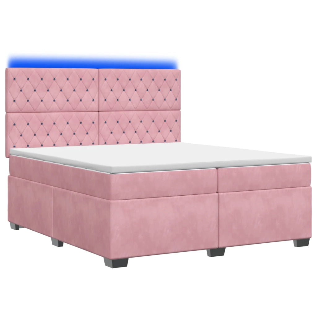 Letto box spring con materasso Rosa 200 x 200 cm Velluto 3455173