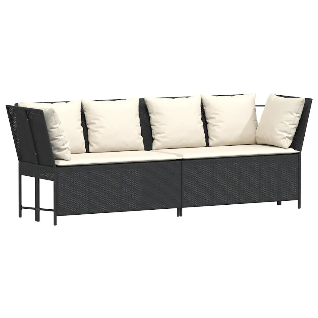 vidaXL Divano da Giardino con Cuscini in Polyrattan Nero