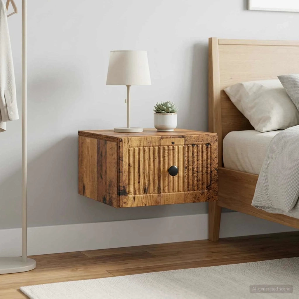 Mobiletto da notte a muro 2 pcs Legno antico 33 x 34,5 x 20 cm 897932