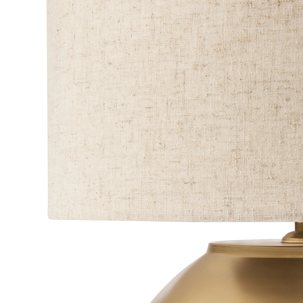 Lampada da tavolo moderna con paralume in cotone e lino base singola in ottone Design moderno Soggiorno