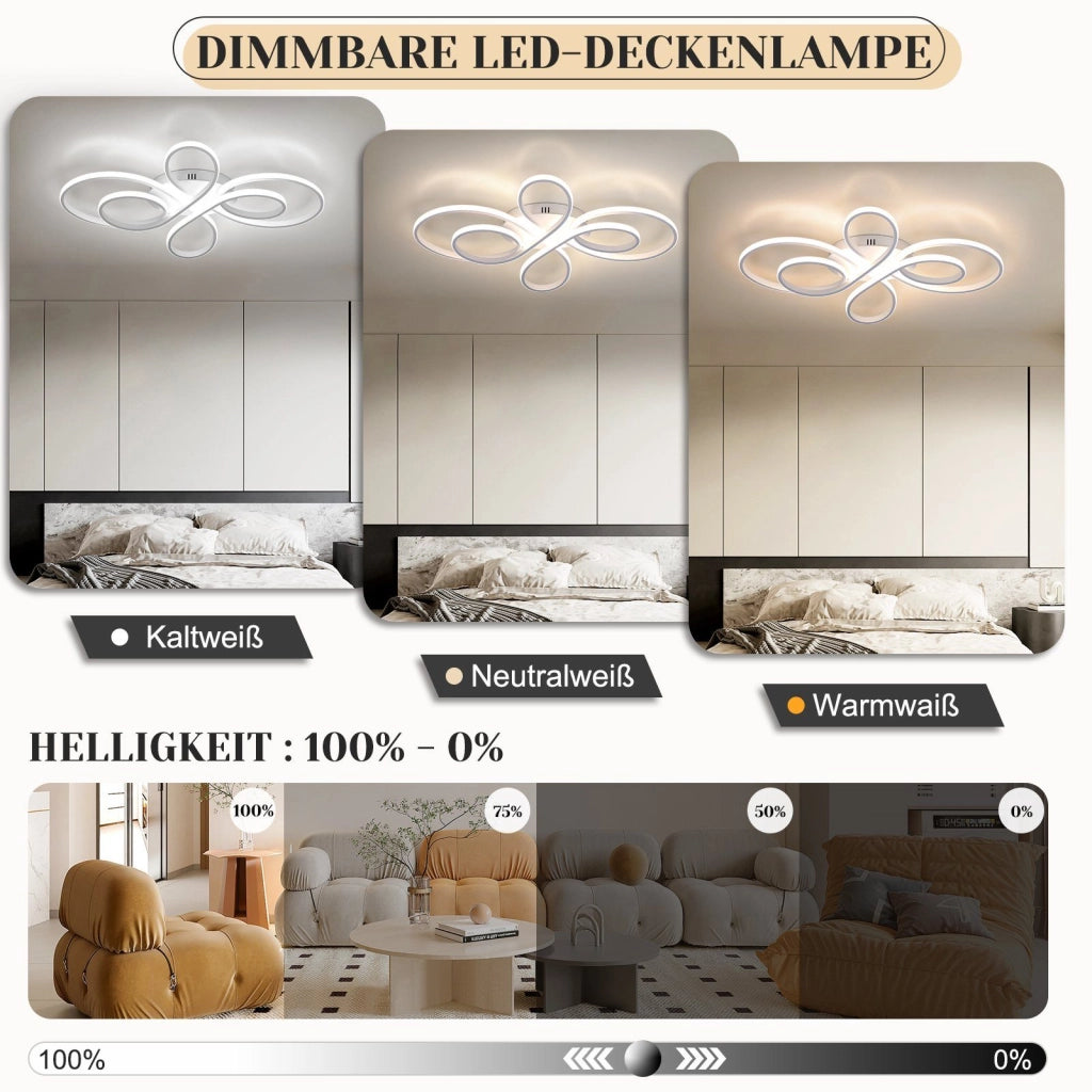 ZMH Lampada da soffitto plafoniera LED bianca dimmerabile 78W 80cm stile moderno telecomando per soggiorno