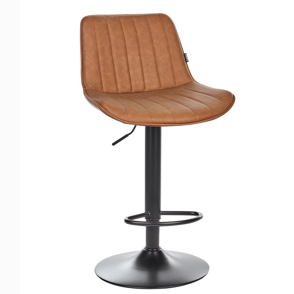 Set di 2 sedie da bar in pelle sintetica marrone gambe in acciaio nero senza braccioli set da pranzo salotto soggiorno moderno