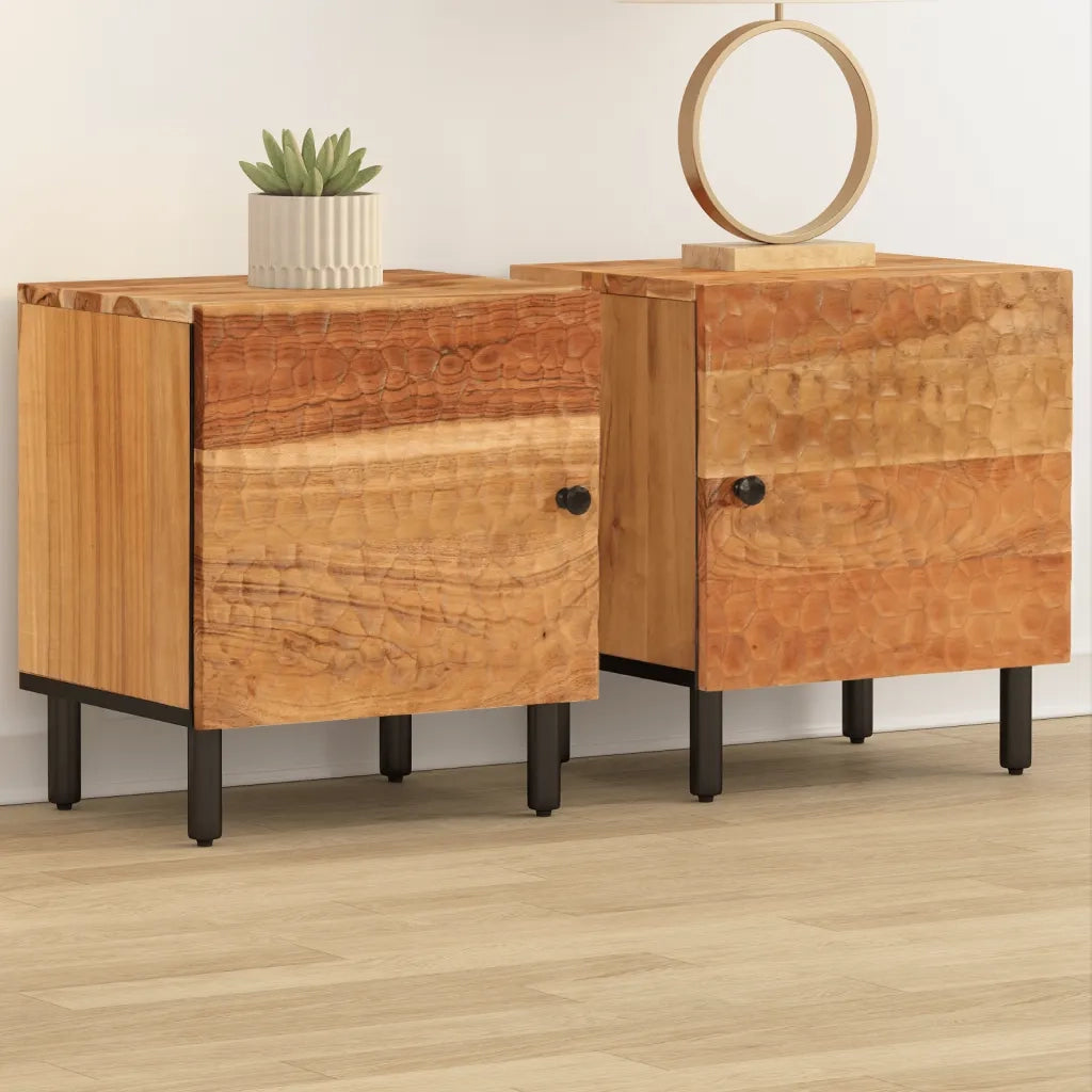 Comodini 2pz 40x33x46 cm in Legno Massello di Acacia 356852