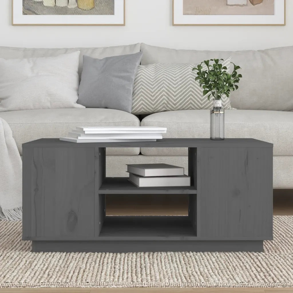 Tavolino da Salotto Grigio 90x49x40,5 cm Legno Massello di Pino 814401