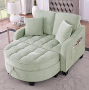 Divano letto 2 in 1 con pouf contenitore; 132x129x93 cm; legno di eucalipto; ciano