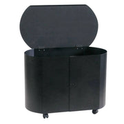 Portapellets acciaio nero con coperchio  h.44 l. 62x37 cm.  Made in Italy