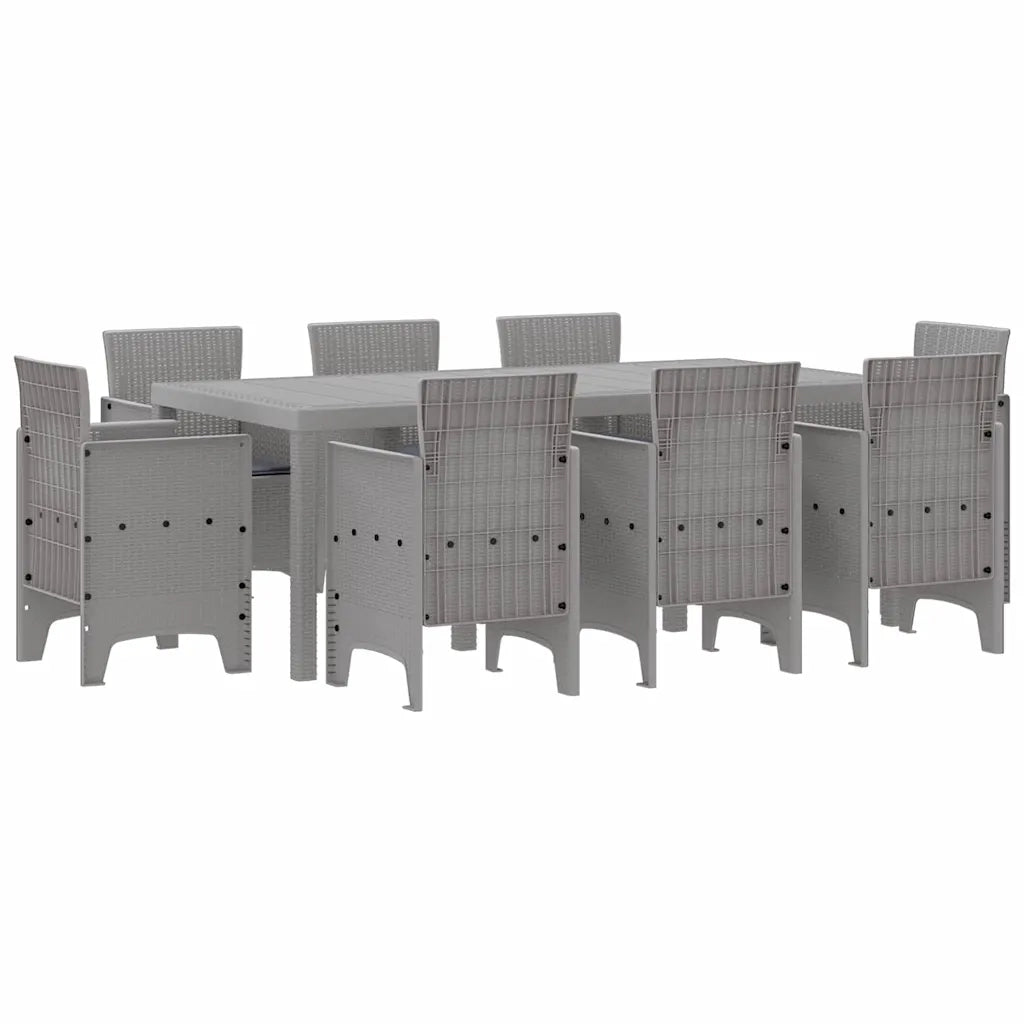 Set da Pranzo per Giardino 9 pcs Grigio Chiaro Polipropilene 3378590