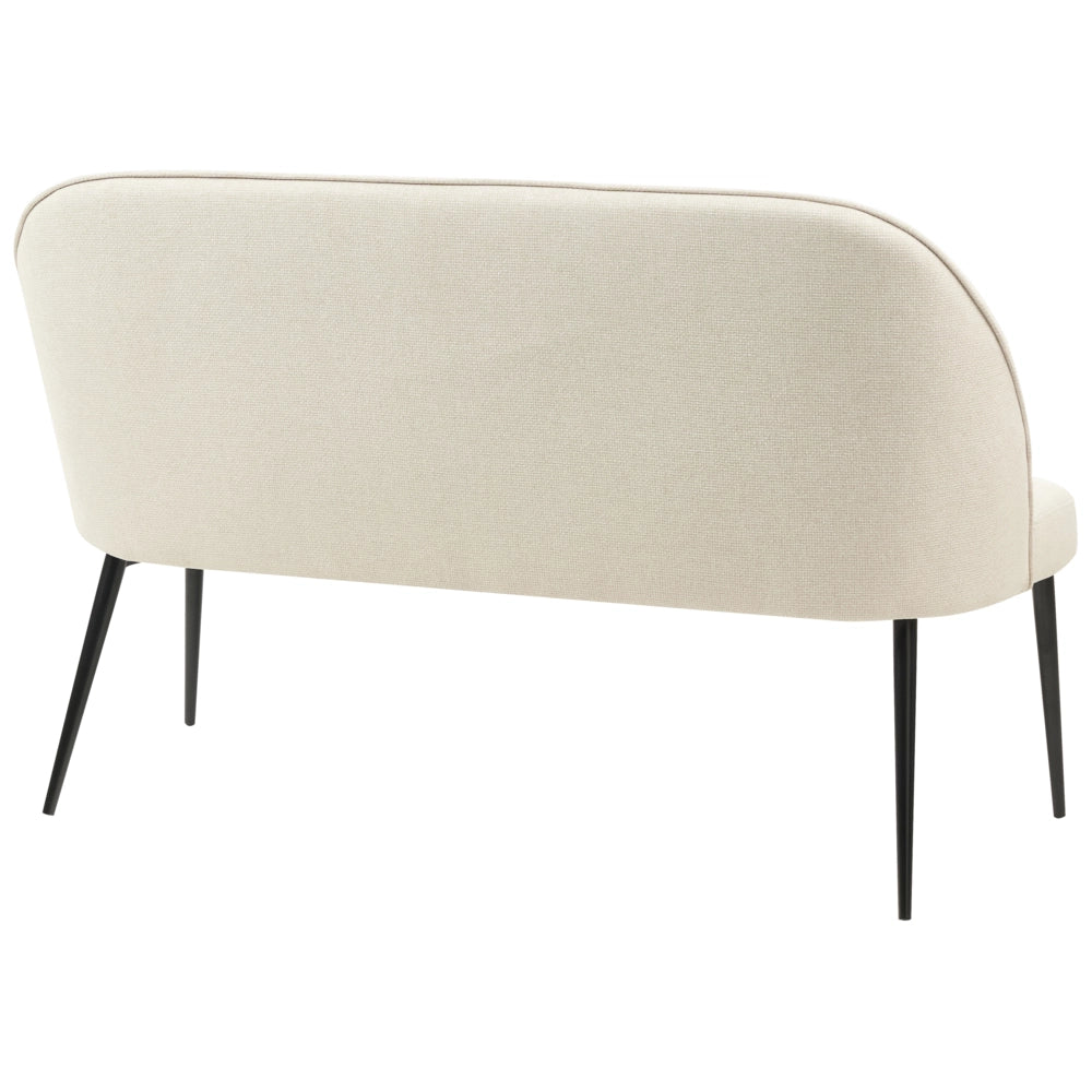 Divano da cucina Rivestimento in tessuto beige chiaro Struttura in metallo a 2 posti Gambe nere Panca