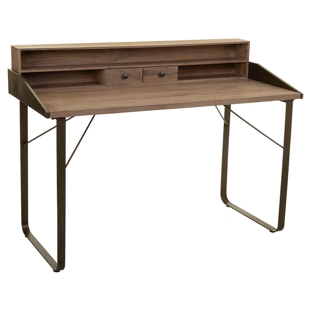 Scrivania in legno e metallo marrone 130x60x95h cm
