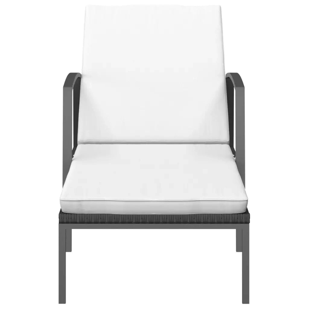 Lettini Prendisole 2 pz con Tavolo in Polyrattan Neri 317638