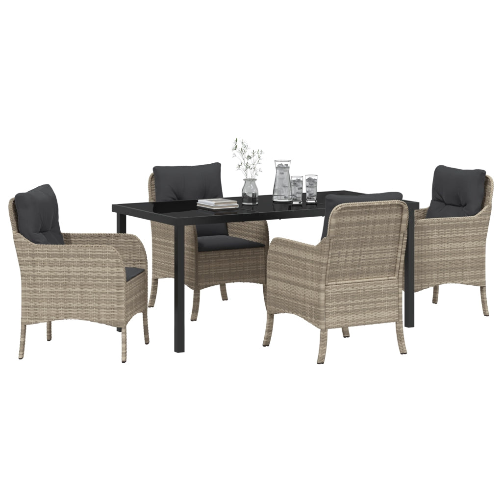 Set di Pranzo da Giardino vitaXL con Cuscini Grigio Chiaro Rattan PE