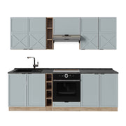 Cucina componibile Fame-Line Blu-grigio chiaro/Rovere dorato 235 cm, PL Antracite Vicco