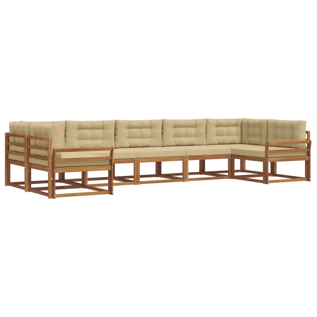 Set di divani da esterno con cuscino 7 pcs Naturale e Beige 3368106