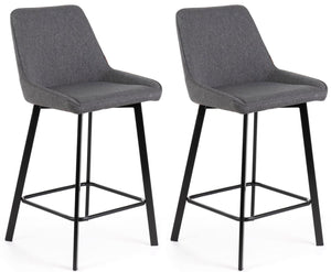 Set 2 Sgabelli 50x44xH94 cm in Tessuto Fox Grigio Scuro
