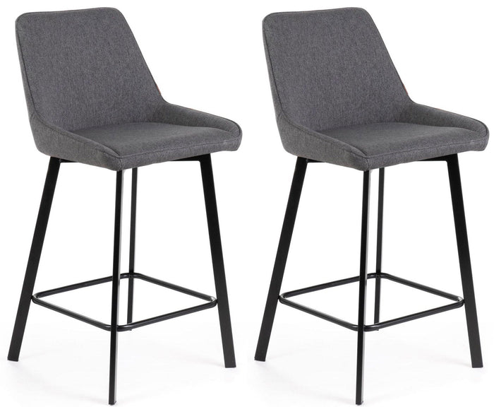 Set 2 Sgabelli 50x44xH94 cm in Tessuto Fox Grigio Scuro