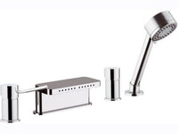 Rubinetto bordo vascacon deviatore, bocca con effetto multigetto e doccetta - serie minimal