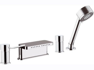 Rubinetto bordo vascacon deviatore, bocca con effetto multigetto e doccetta - serie minimal