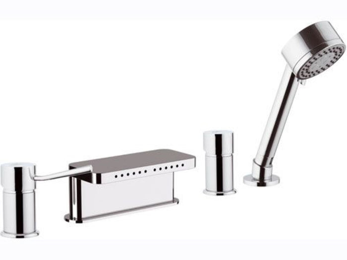 Rubinetto bordo vascacon deviatore, bocca con effetto multigetto e doccetta - serie minimal