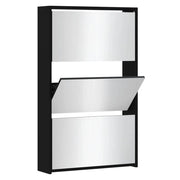 Scarpiera mobiletto portascarpe mobile ingresso/corridoio/soggiorno con specchio 3 ripiani 63 x 17 x 102,5 cm nero 02_0021413