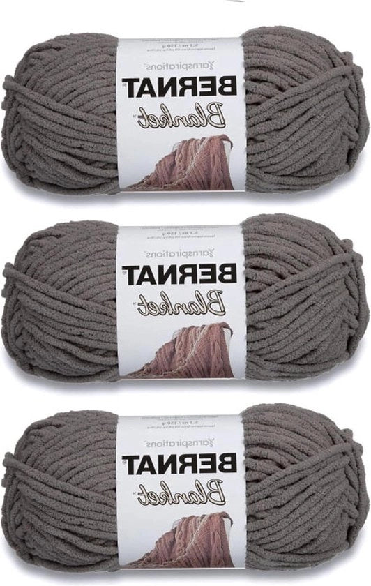 Yarn da Coperta in Grigio Scuro - Pacchetto di 3 - 150g/5.3oz - Poliestere - Super Bulky - 108 Metri - Maglia Crochet