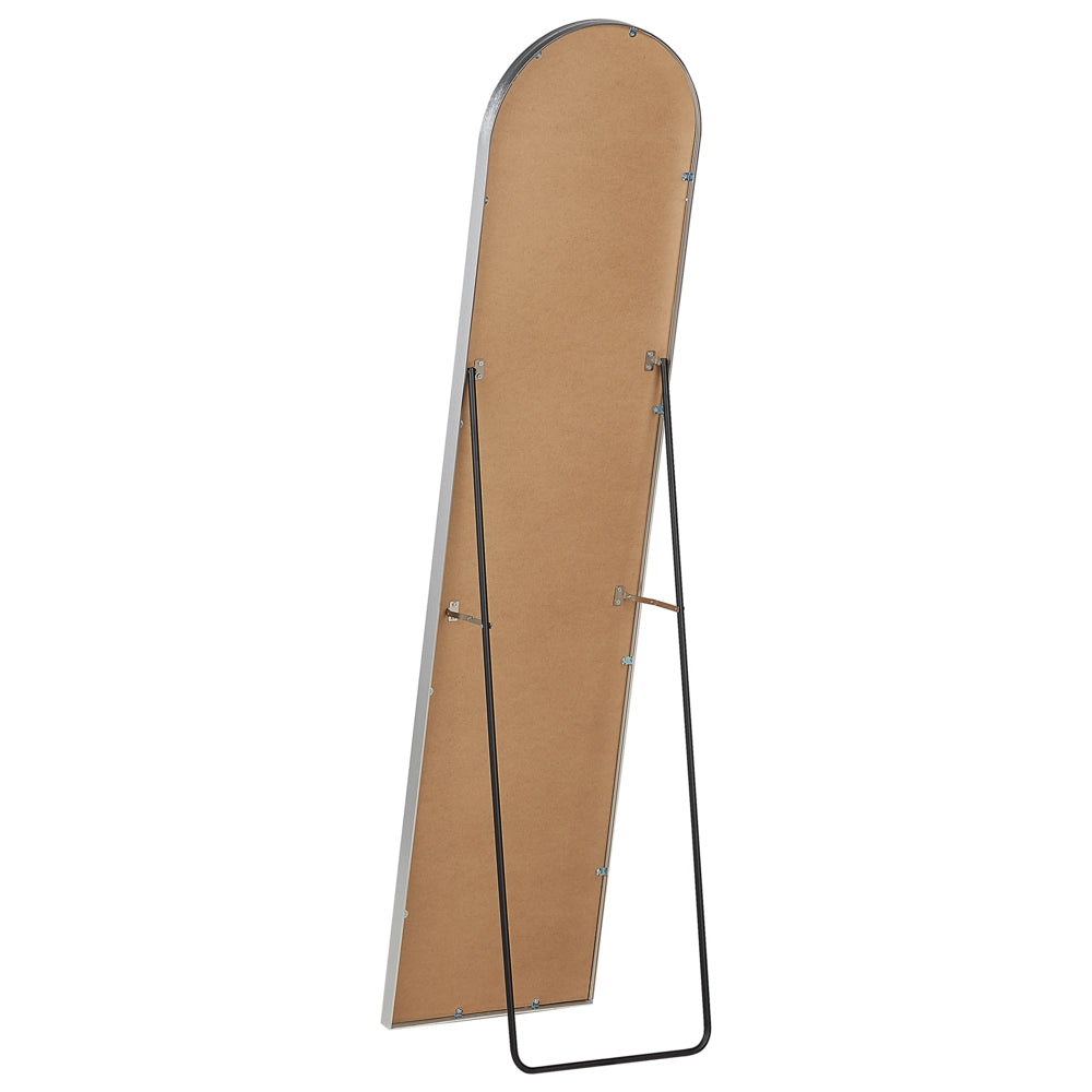 Specchio da terra ovale con telaio in metallo e supporto design moderno con cornice