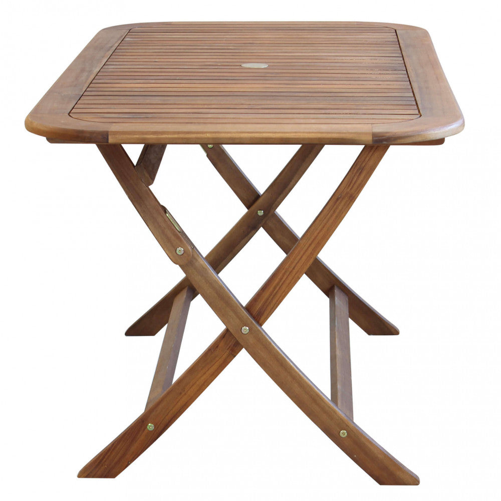 Tavolo Pieghevole 150x80x74 h cm in Legno di Acacia Marrone