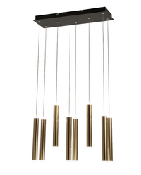 Lampada a sospensione Prado 8 luci Fabas Luce - LED 52 W dimmerabile - Ottone Design lineare