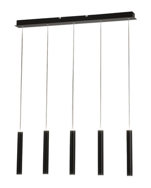 Lampada a sospensione Prado 5 luci Fabas Luce - LED 33 W dimmerabile - Nero opaco Design lineare