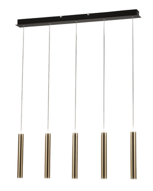 Lampada a sospensione Prado 5 luci Fabas Luce - LED 33 W dimmerabile - Ottone Design lineare