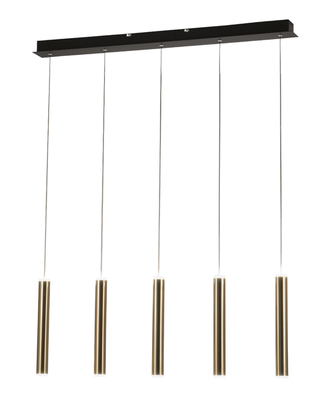Lampada a sospensione Prado 5 luci Fabas Luce - LED 33 W dimmerabile - Ottone Design lineare