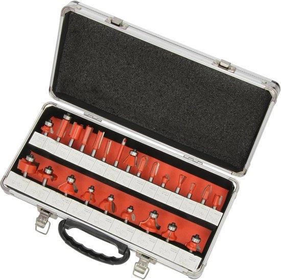 Set di Bit di Routatrice TCT 1/4" - 24 pezzi - Attrezzatura per Lavorazione del Legno