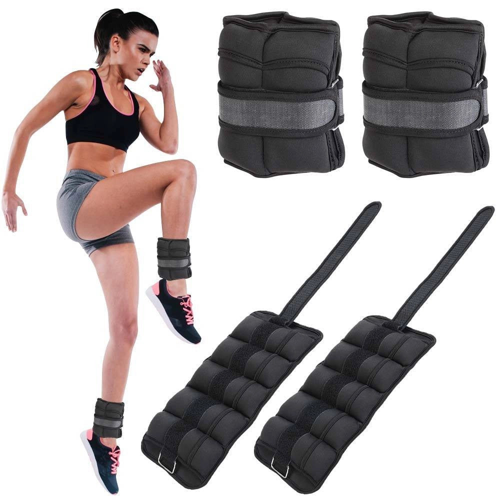 Trade Shop - Set 2 Pesi Polsi E Caviglie 2,25 Kg Allenamento Palestra Aerobica Fitness Nero -